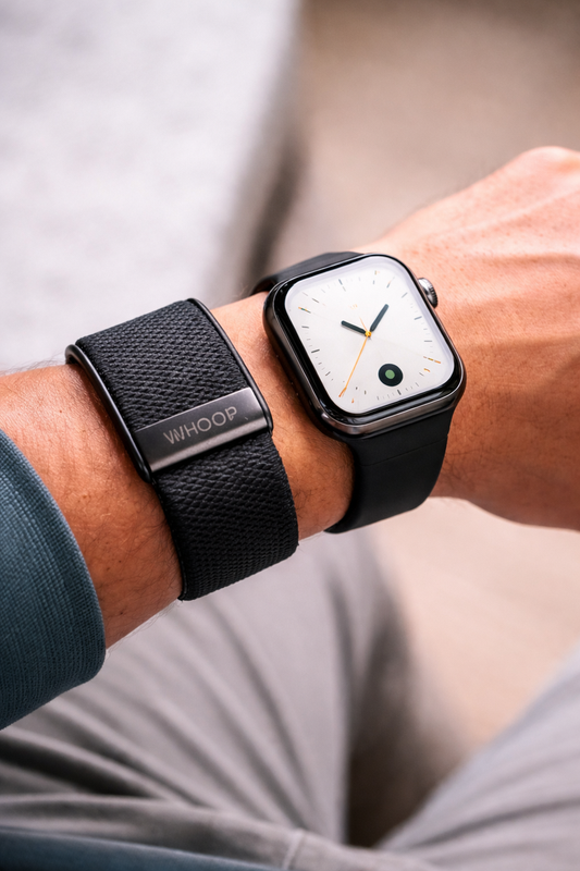 Twee losse banden om de pols, WHOOP en Apple Watch apart